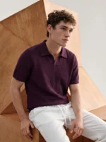 Dark Burgundy Knit Polo - Image 3