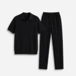STWD Signature Knit Polo & Trouser Set – Black