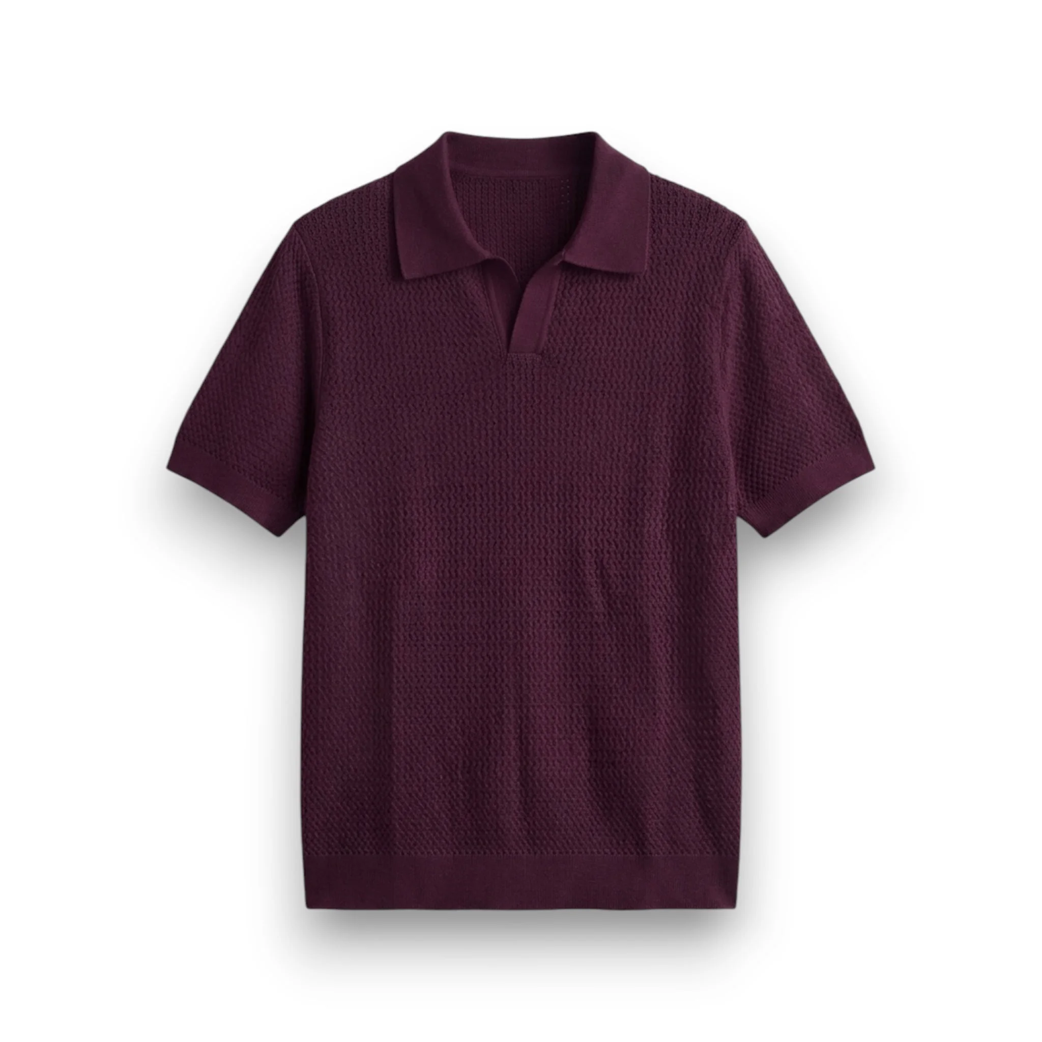 65D0F84C-4EFB-493D-A4BE-6A5E9309CBB7 Dark Burgundy Knit Polo - Image 1